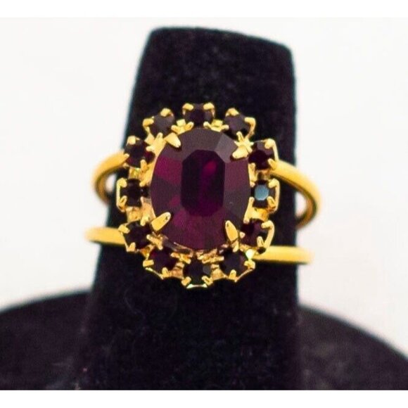 Adjustable 1970 Czechoslovakian Adjustable Rhinestone Ring - Picture 2 of 5